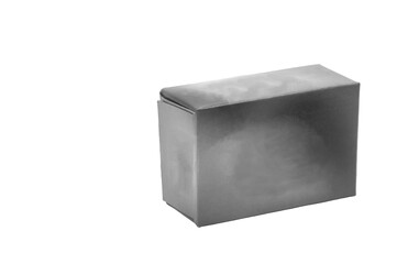grey paper packaging on a white background.dark cardboard box on a white backdrop. product packaging concept