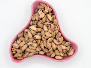 pistachios on white background 
