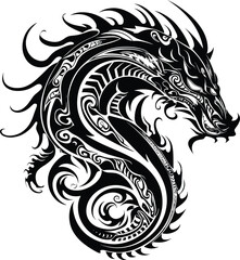 Dragon tatto design. Vector illustration. dragon tribal