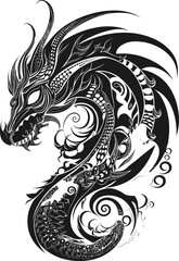 Dragon tatto design. Vector illustration. dragon tribal