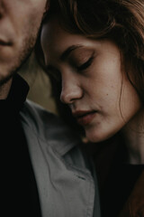 Fototapeta premium couple in love close up, love story portrait of loversм