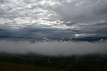 clouds over valley
