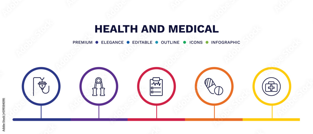 Wall mural set of health and medical thin line icons. health and medical outline icons with infographic templat