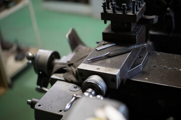 Fototapeta na wymiar Parts processing work with a lathe