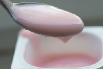 a spoonful of milk berry yogurt