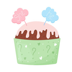 Cupcake for gender party, sweets for party, cupcake with notes, Baby shower cake
