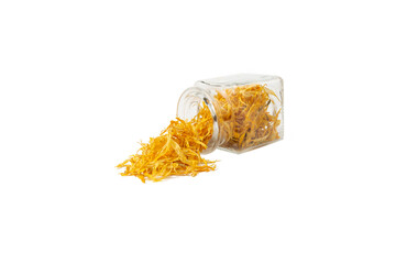 Dried Calendula or Marigold petals. Marigold  in latin Calendula officinalis is known for its healing properties. Herbs. Alternative medicine.