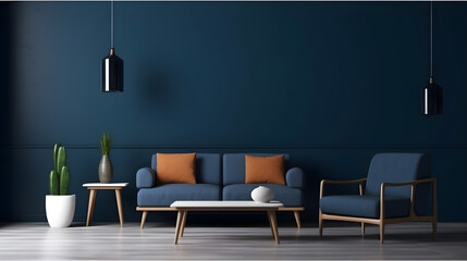 Minimalist Interior of modern living room 3D rendering, generative ai