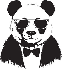 Panda in a business suit and sun glasses Vector Illustration, SVG
