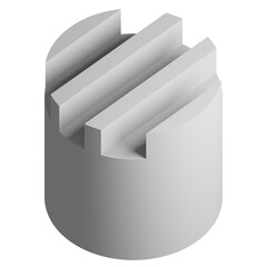 Abstract three-dimensional cylinder design element. 3d infographic presentation prism icon.