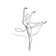 Obraz na płótnie Canvas Ballerina drawn with lines