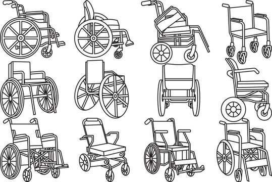 Wheelchair  Outline Bundle,Clip Art