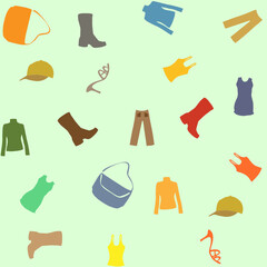 Fashion colorful Sign clothes and shoe pattern.