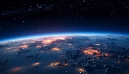 Obraz na płótnie Canvas An Earth-like planet with giant mountains beautiful desktop background ai generative