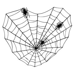 Obraz premium Linear sketch of a corner web with a spider.Vector graphics. 