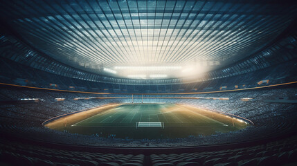 Fototapeta na wymiar empty stadium with steps and spotlights. Generative Ai