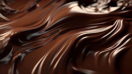 Naklejka premium Melted chocolate swirl background. Generative Ai
