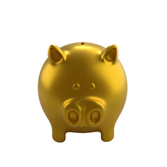  Gold Piggy bank with background. Financial and money deposit concept. isolated on white background.3d rendering