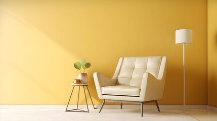 Minimalist Interior of modern living room 3D rendering, generative ai