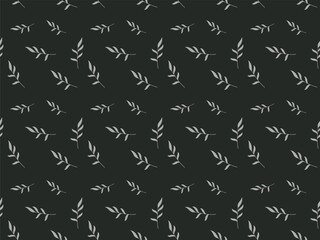 Leaves Seamless Repeatable Pattern on Dark Background with Editable Quality
