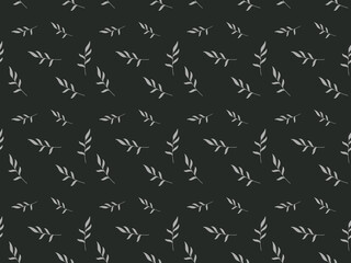 Fototapeta premium Leaves Seamless Repeatable Pattern on Dark Background