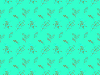 Simple Golden Floral Pattern on Sky Color Background