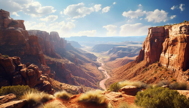 Canyons and river geology utah desktop background ai generative