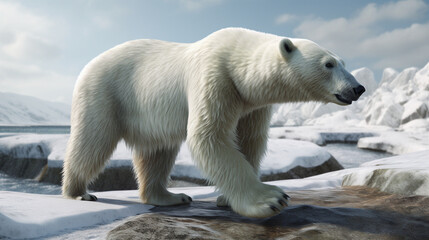 Fototapeta na wymiar Beautifully adapted to life in the Arctic, the polar bear Generative AI