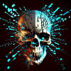 Eksplodująca czaszka, wygenerowane przez AI - obrazy, fototapety, plakaty