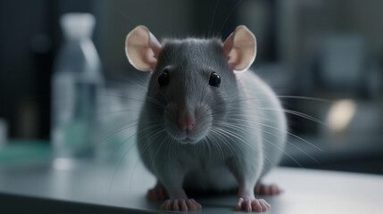 Fototapeta premium Curious rat being studied in lab Generative AI