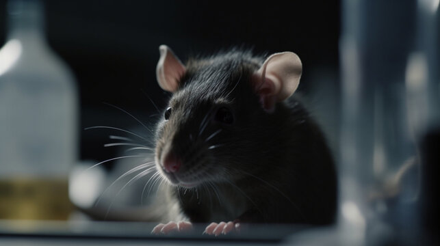 Curious rat being studied in lab Generative AI