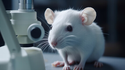 Cute white rat in research laboratory Generative AI
