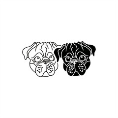 silhouette and line art illustration of a sad dog face
