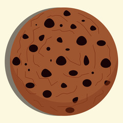 Fototapeta premium Chocolate chip cookie vector illustration with chocolate filling. Chocolate Cookie Vector Illustration