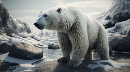 Obraz na płótnie Canvas Wondrous creature of the frozen landscape, the polar bear Generative AI