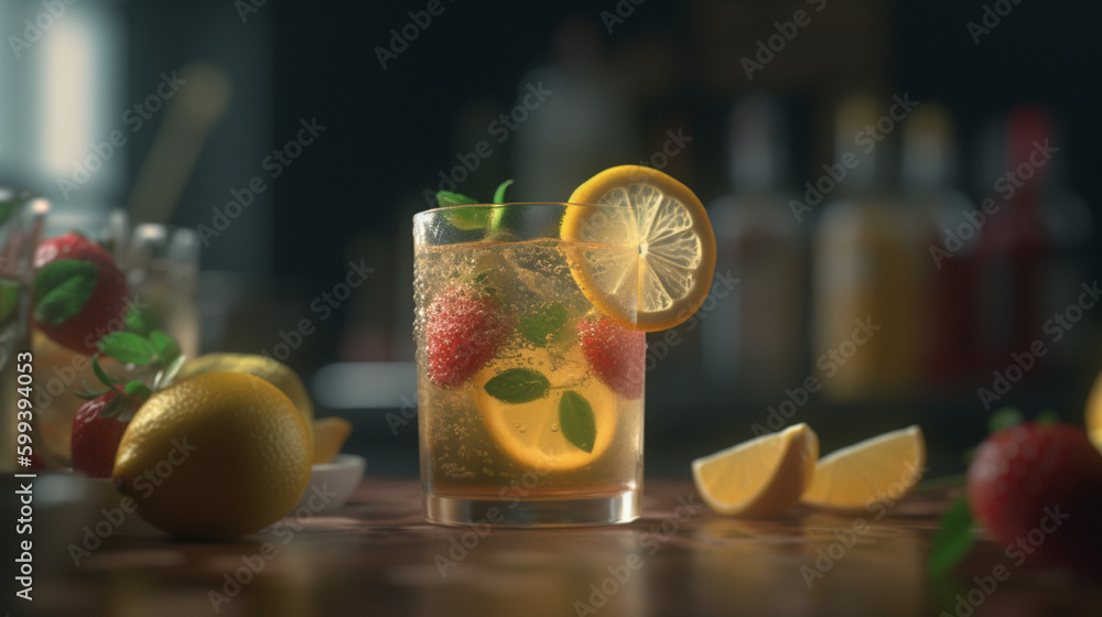 Sticker Lemon Strawberry Mojito Generative AI 