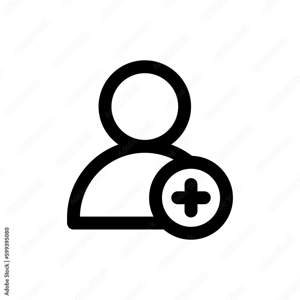 Aufkleber Add new user icon vector male person profile avatar with plus symbol, Add user profile icon . flat outline style