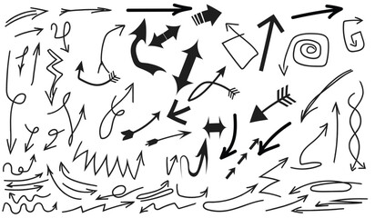 Arrows set hand drawn vector on white background eps 10