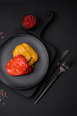 Delicious juicy grilled peppers with spices and herbs
