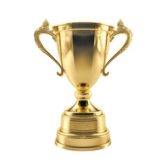 Fototapeta na wymiar Golden trophy cup on transparent background. PNG, ai