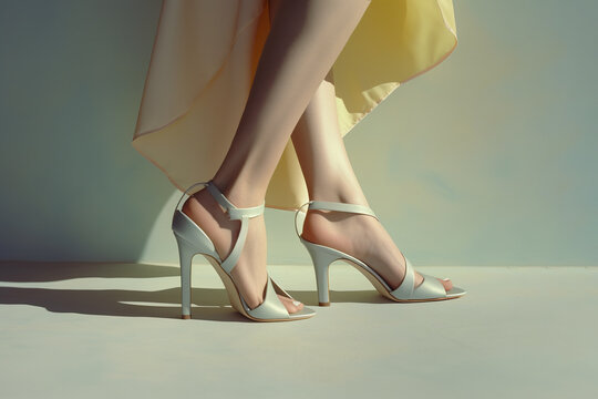 Female legs in high heel shoes. AI generated image.