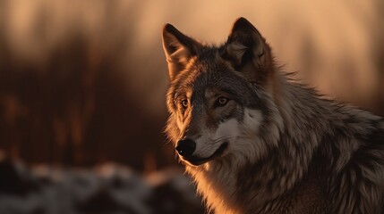 Obraz premium Wolf in the woods - Generative AI