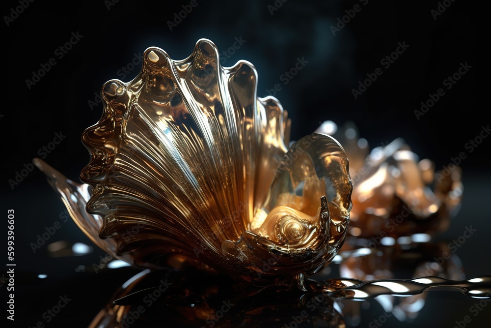Poster a close-up of an item made of glass that is sitting on a table. generative ai
