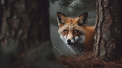 Red fox portrait -  Generative AI
