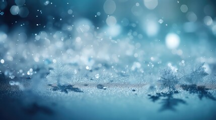 Winter background with snowflakes and bokeh lights. Christmas background. Copy space for text. Copy space. Space for text.  Generative Ai, Generative, AI
