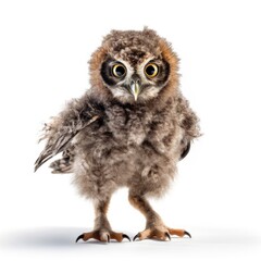 Naklejka premium Baby Owl isolated on white (generative AI)