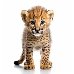 Fototapeta na wymiar Baby Cheetah isolated on white (generative AI)