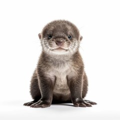 Baby Otter isolated on white (generative AI)