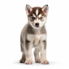 Obraz premium Baby Husky isolated on white (generative AI)