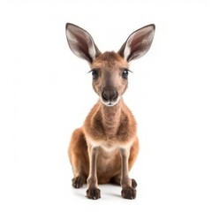 Baby Kangaroo isolated on white (generative AI)